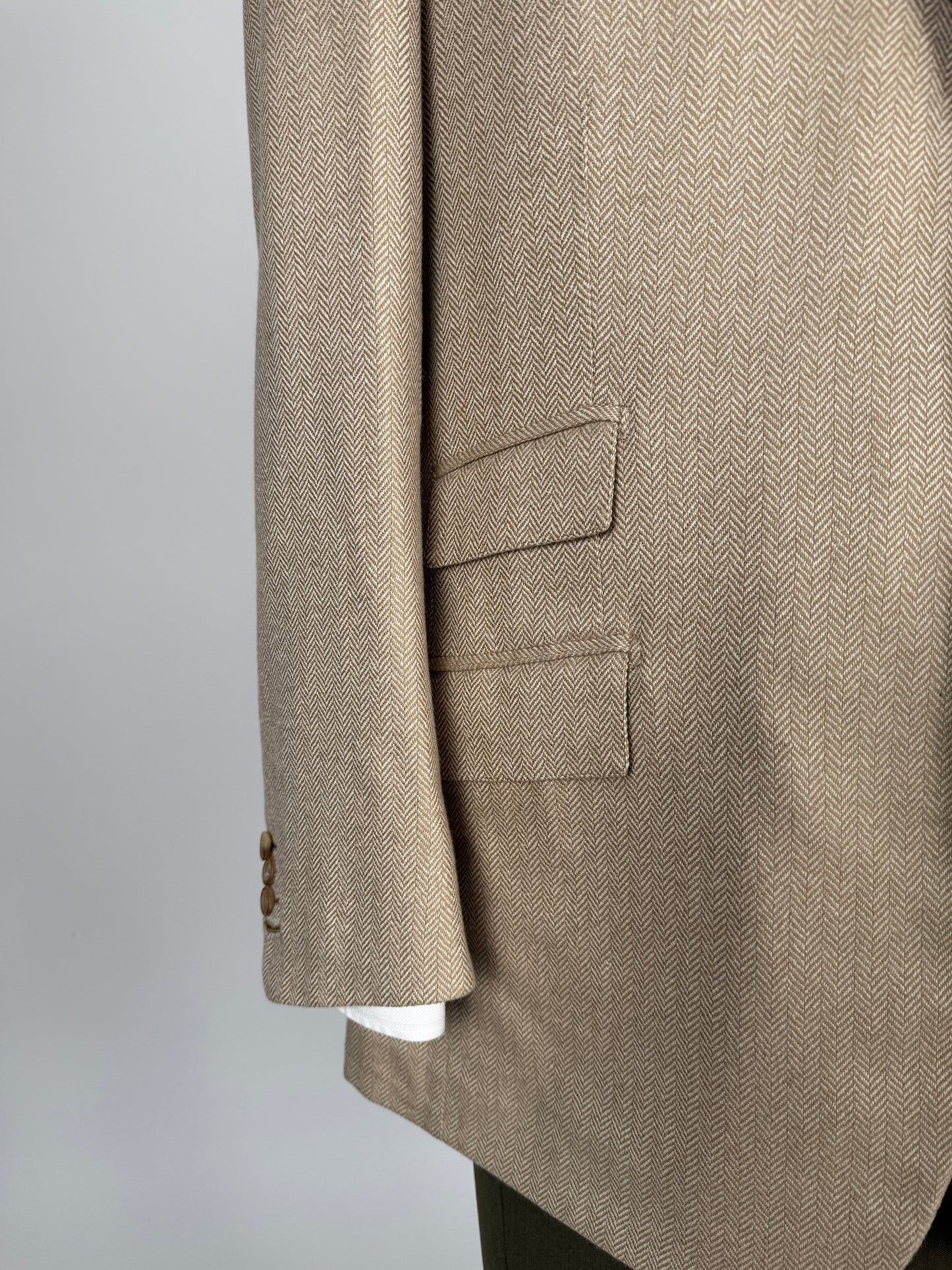 Giacca sartoriale herringbone lana e cashmere beige - tg. 54/56