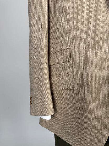 Giacca sartoriale herringbone lana e cashmere beige - tg. 54/56