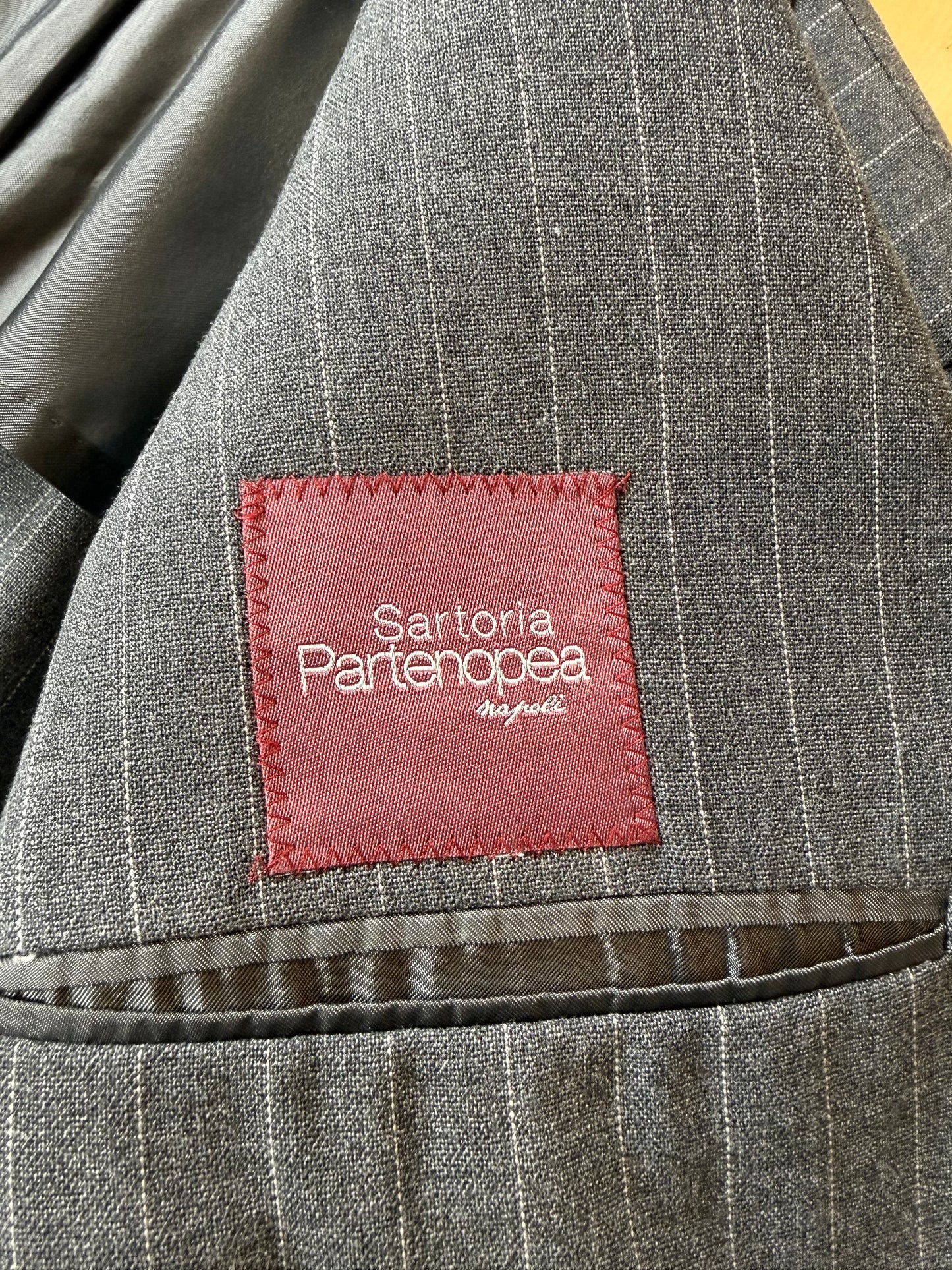 Completo estivo Sartoria Partenopea fresco lana grigio gessato - tg. 50/52