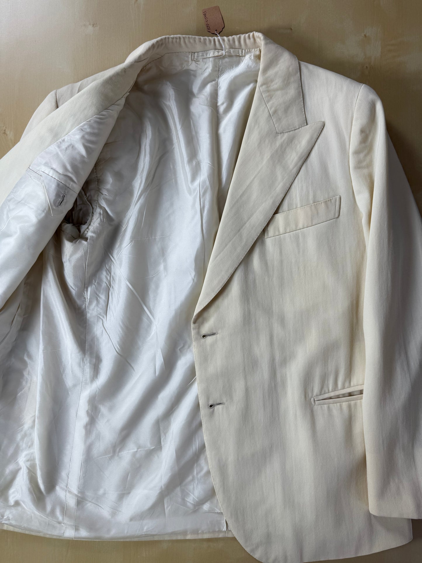 Giacca sartoriale twill bianco panna anni '60/'70 - tg. 52/54 drop basso