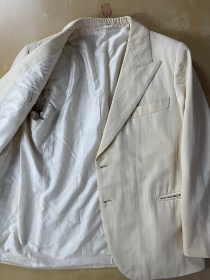 Giacca sartoriale twill bianco panna anni '60/'70 - tg. 52/54 drop basso