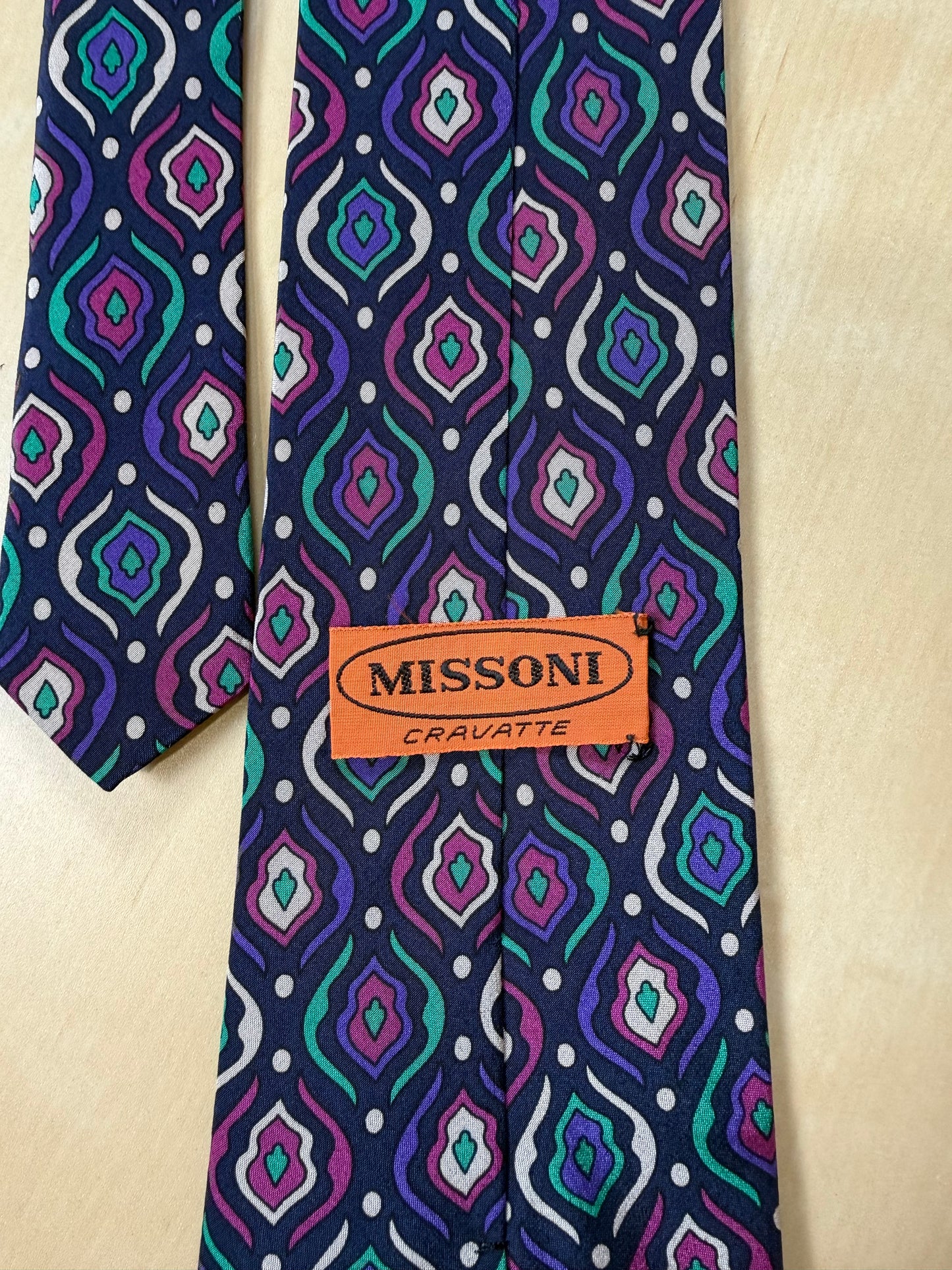 Cravatta Missoni vintage fantasia astratta