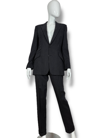 Tailleur Ralph Lauren gessato taglio maschile in lana e cashmere - tg. 40