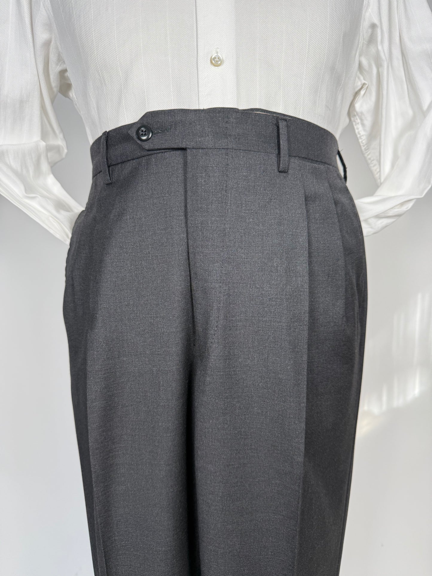 Pantaloni flanella pettinata grigio tess. Loro Piana Tasmania - tg. 54