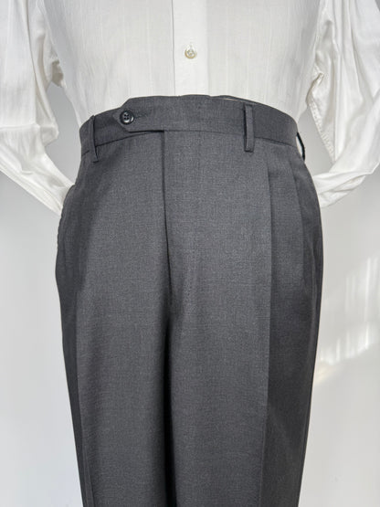 Pantaloni flanella pettinata grigio tess. Loro Piana Tasmania - tg. 54