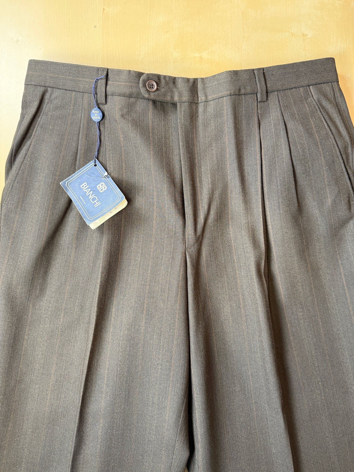 Pantaloni anni ‘80 flanella pettinata marrone scuro (NOS) - tg. 50