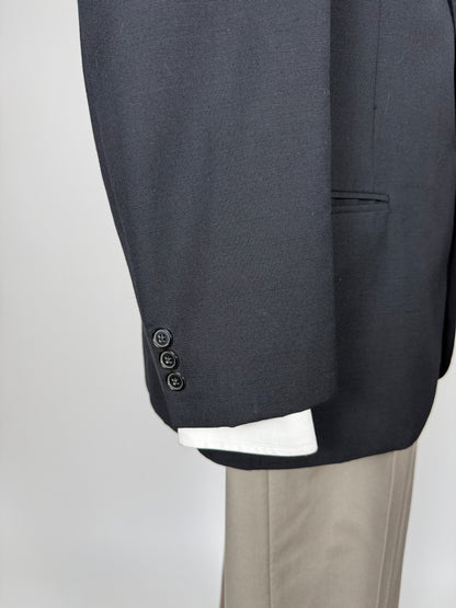 Giacca fresco lana blu mono bottone revers a lancia - tg. 50/52 corta