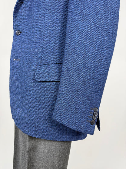 Giacca De Paz vintage tweed spigato blu - tg. 54