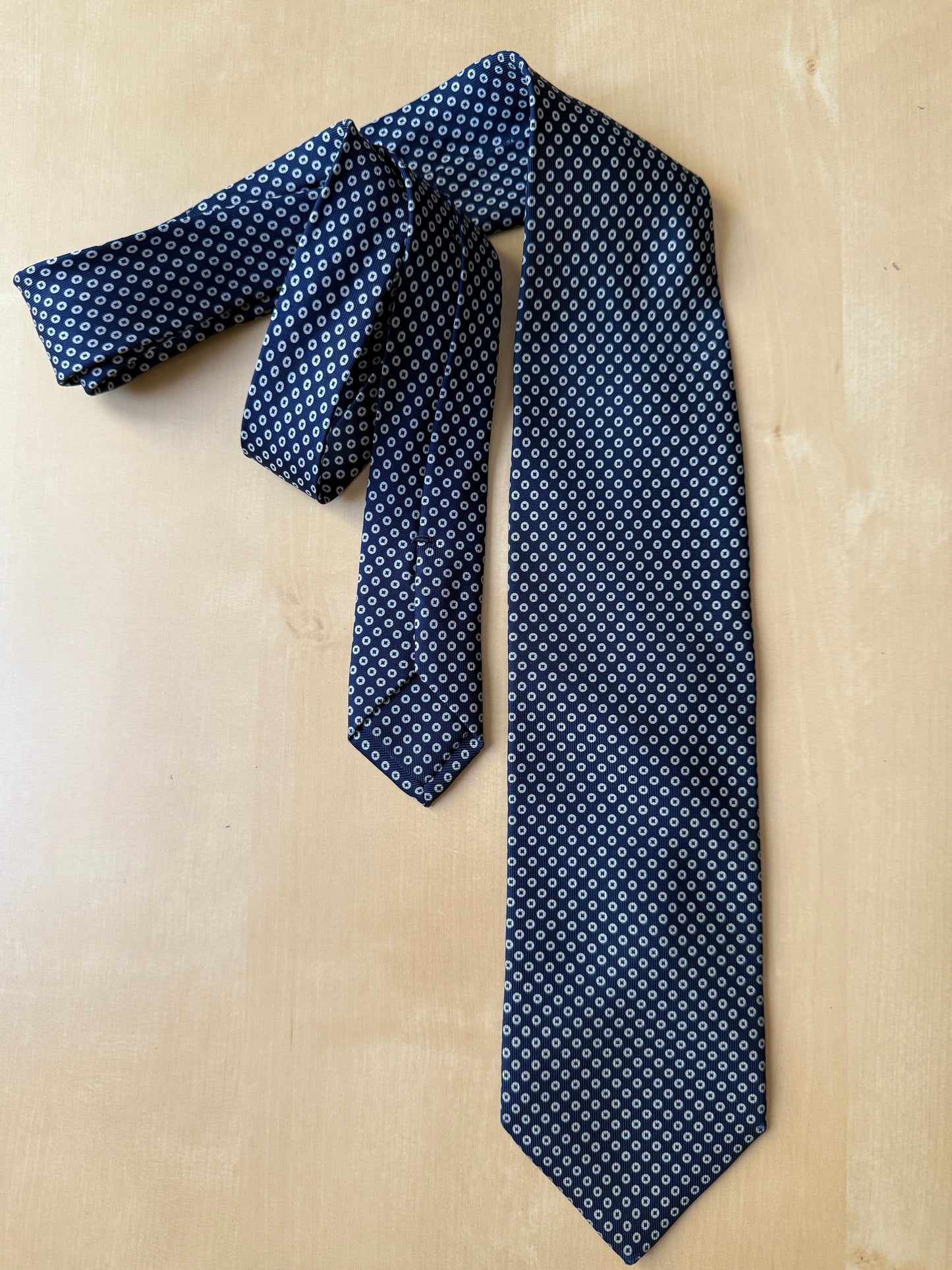 Cravatta Marinella navy micro fantasia cerchiolini