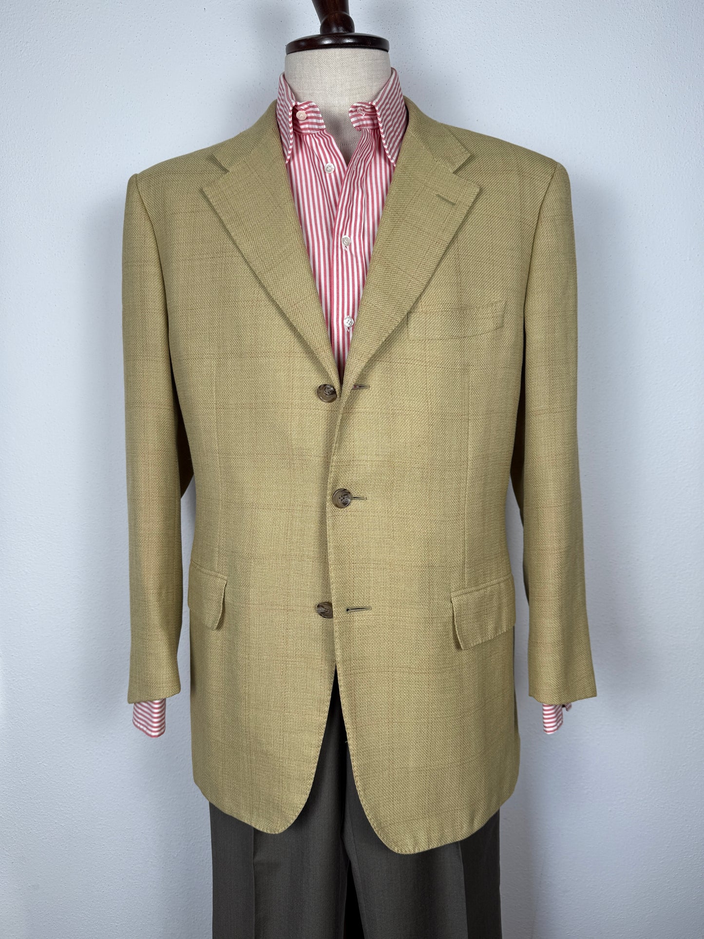 Giacca Corneliani mezza fodera in hopsack beige/senape - tg. 56