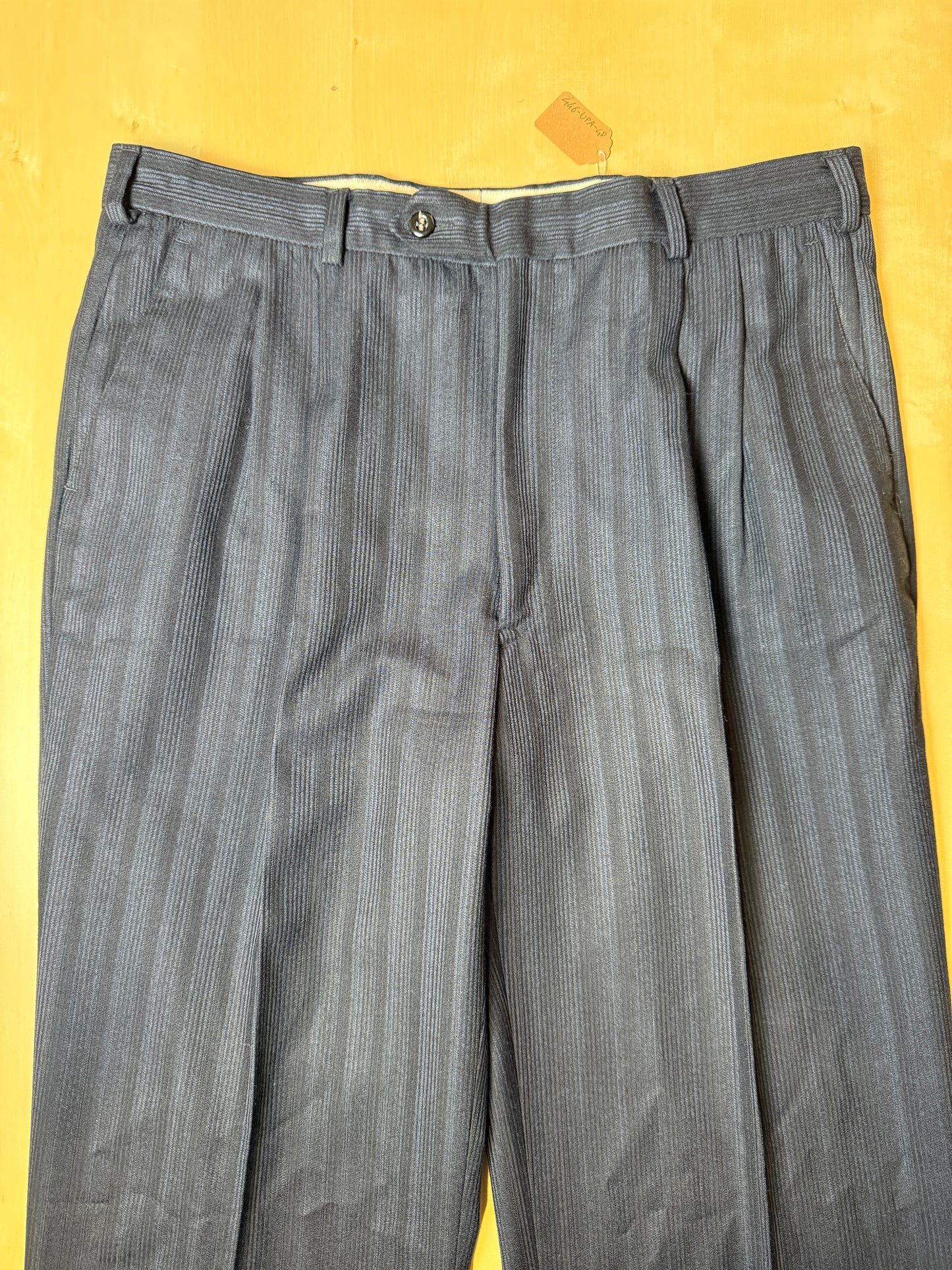 Pantaloni anni ‘70/‘80 lana pettinata blu righe - tg. 48/50