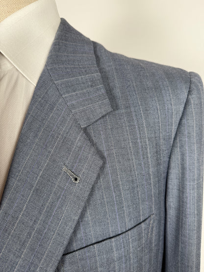 Completo sartoriale anni ‘60/'70 in grisaglia color carta da zucchero gessato - tg. 50/52