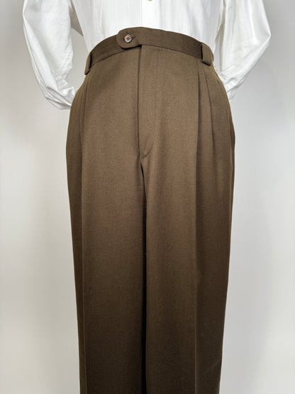 Pantaloni anni ‘80 flanella marrone scuro - tg. 52/54