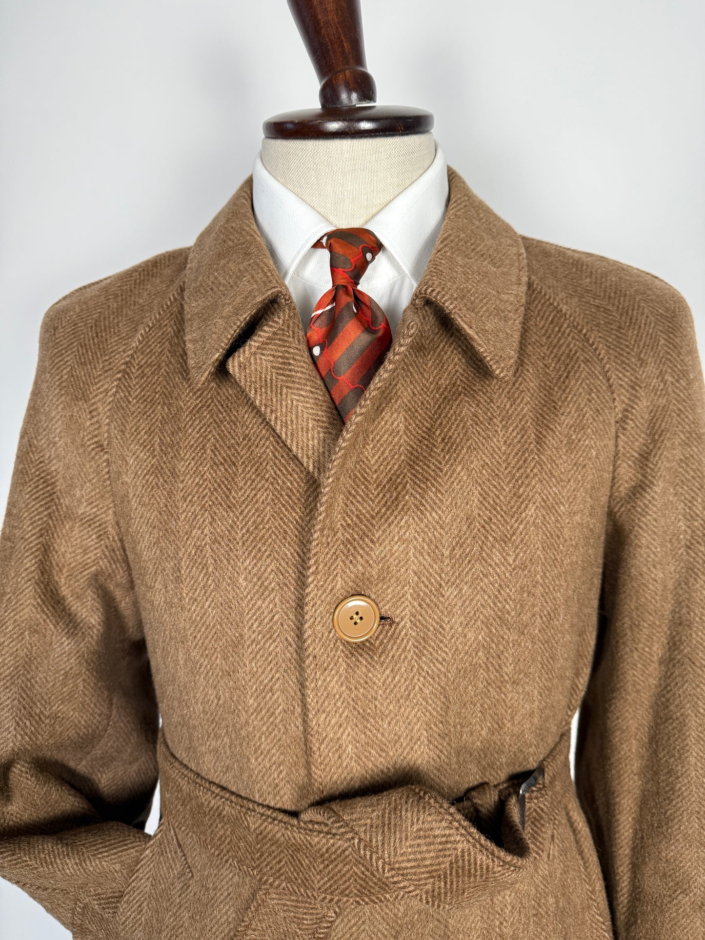 Cappotto raglan anni ‘70/‘80 marrone spigato - tg. 44-48