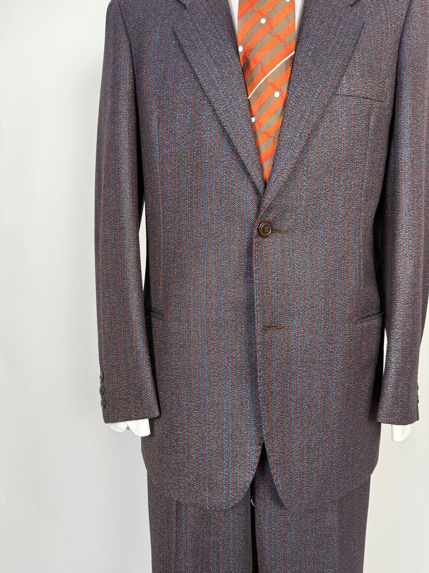 Completo sartoriale anni ‘70 rosso e blu sale-pepe - tg. 50