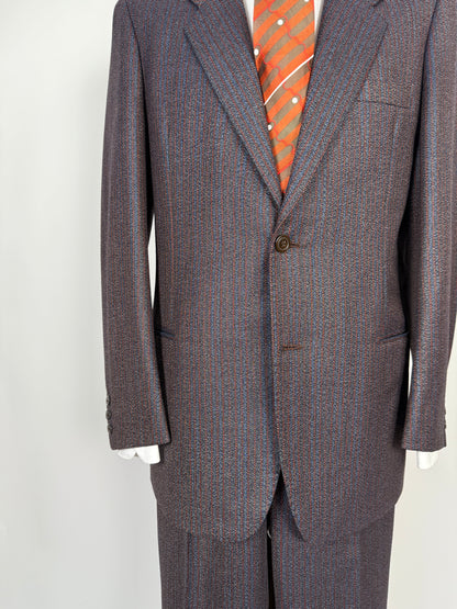 Completo sartoriale anni ‘70 rosso e blu sale-pepe - tg. 50