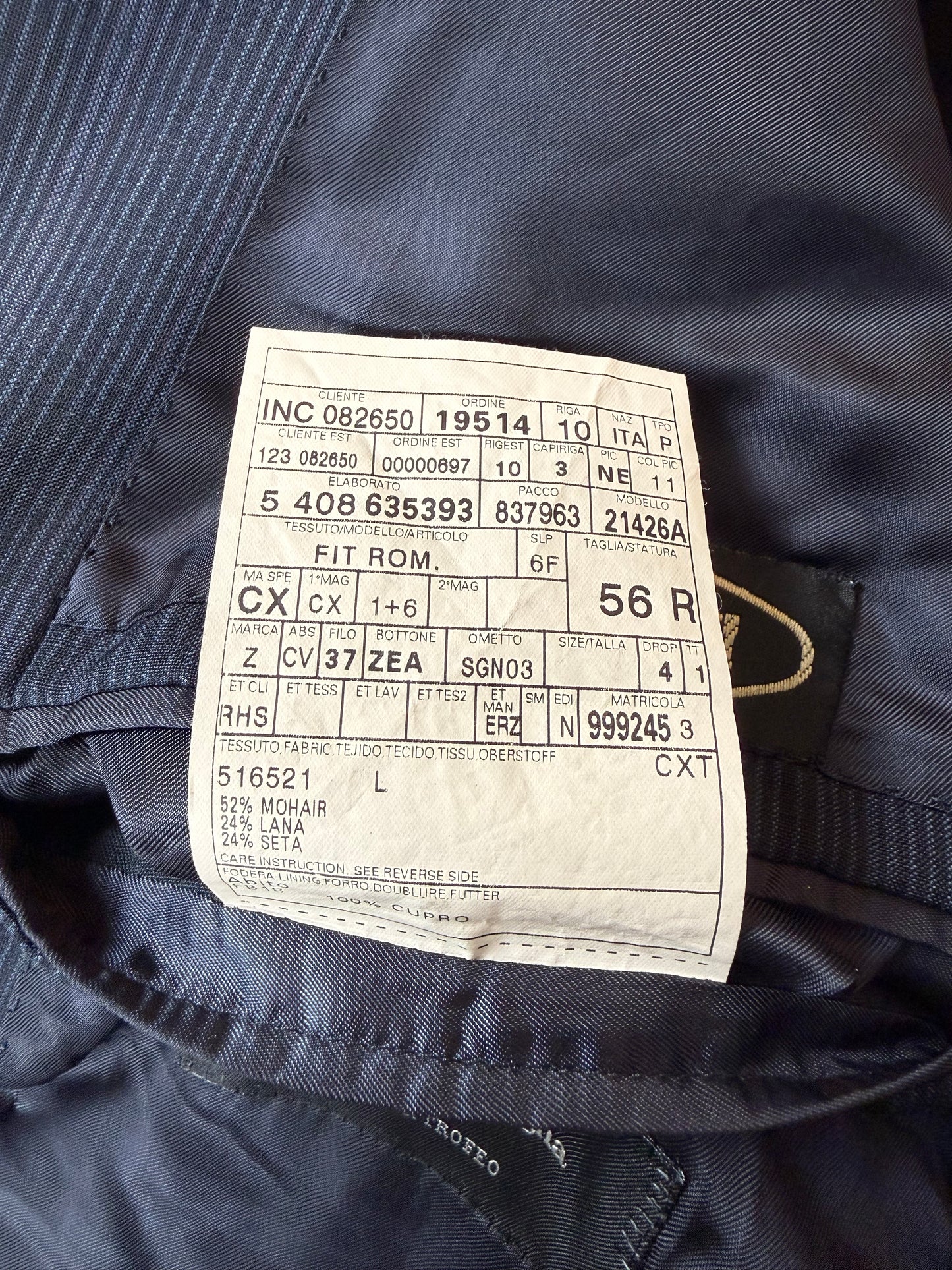 Completo Zegna “Summer Trofeo” misto mohair lana e seta - tg. 56