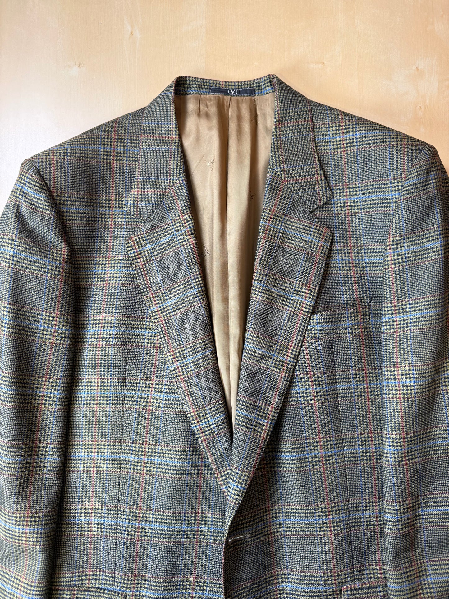 Giacca Valentino anni ‘80 hopsack principe di Galles verde - tg. 50/52