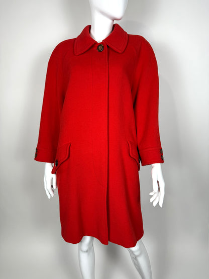 Cappotto anni ‘80 panno lana e mohair rosso scarlatto - tg. 44-46