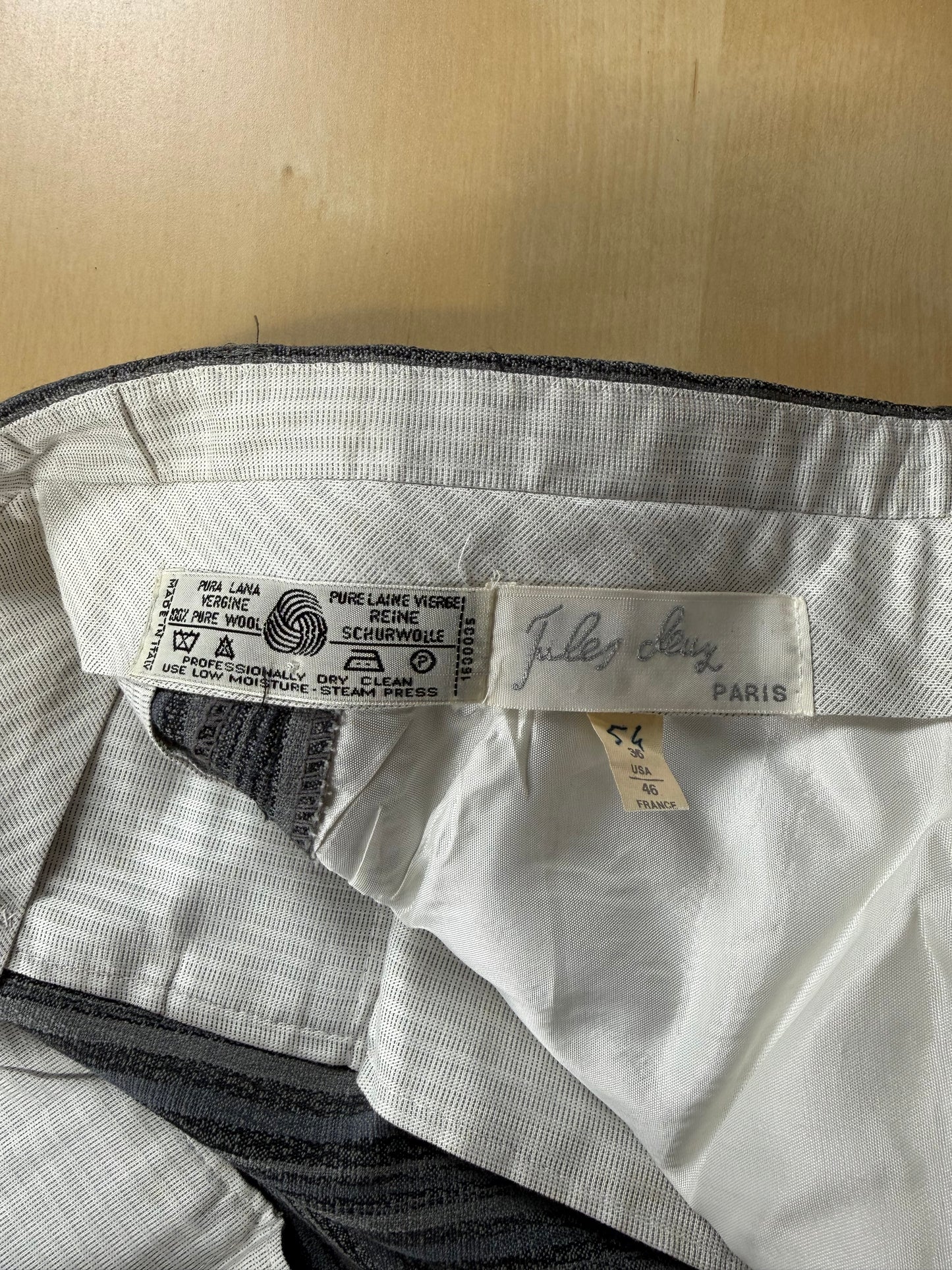 Pantaloni anni ‘80 in fresco lana grigio striato (NOS) - tg. 52