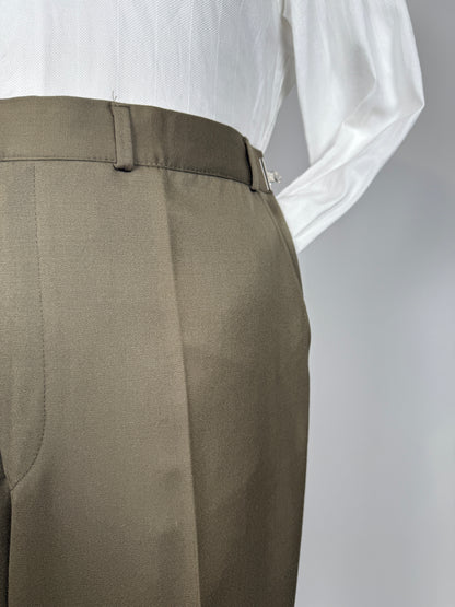 Pantaloni anni ‘70 lana pettinata cachi (NOS) - tg. 50/52