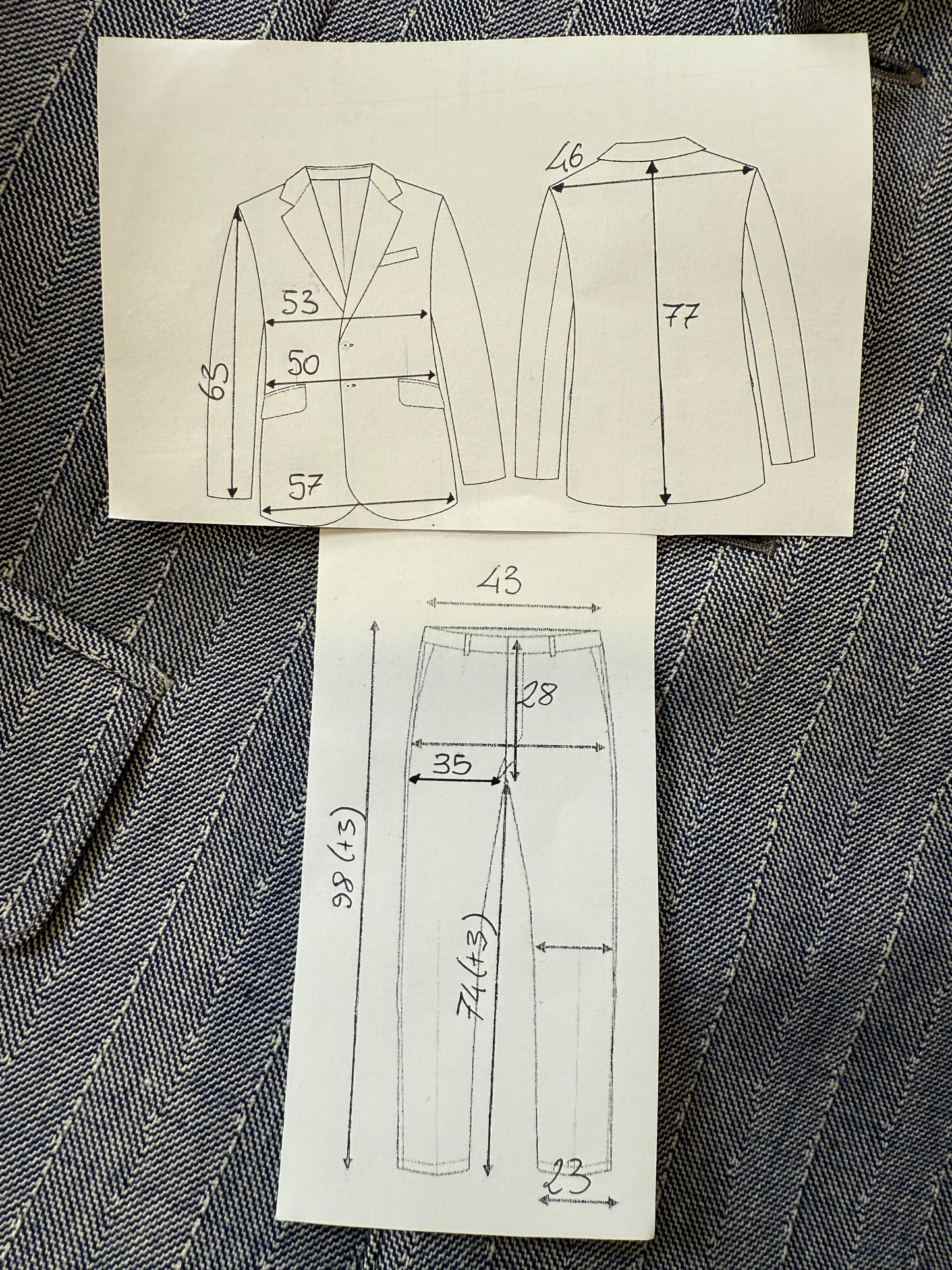 Completo anni ‘60 in grisaglia blu spinato - tg. 48