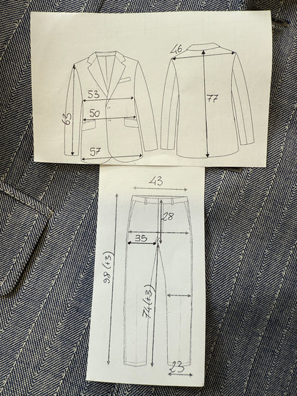 Completo anni ‘60 in grisaglia blu spinato - tg. 48