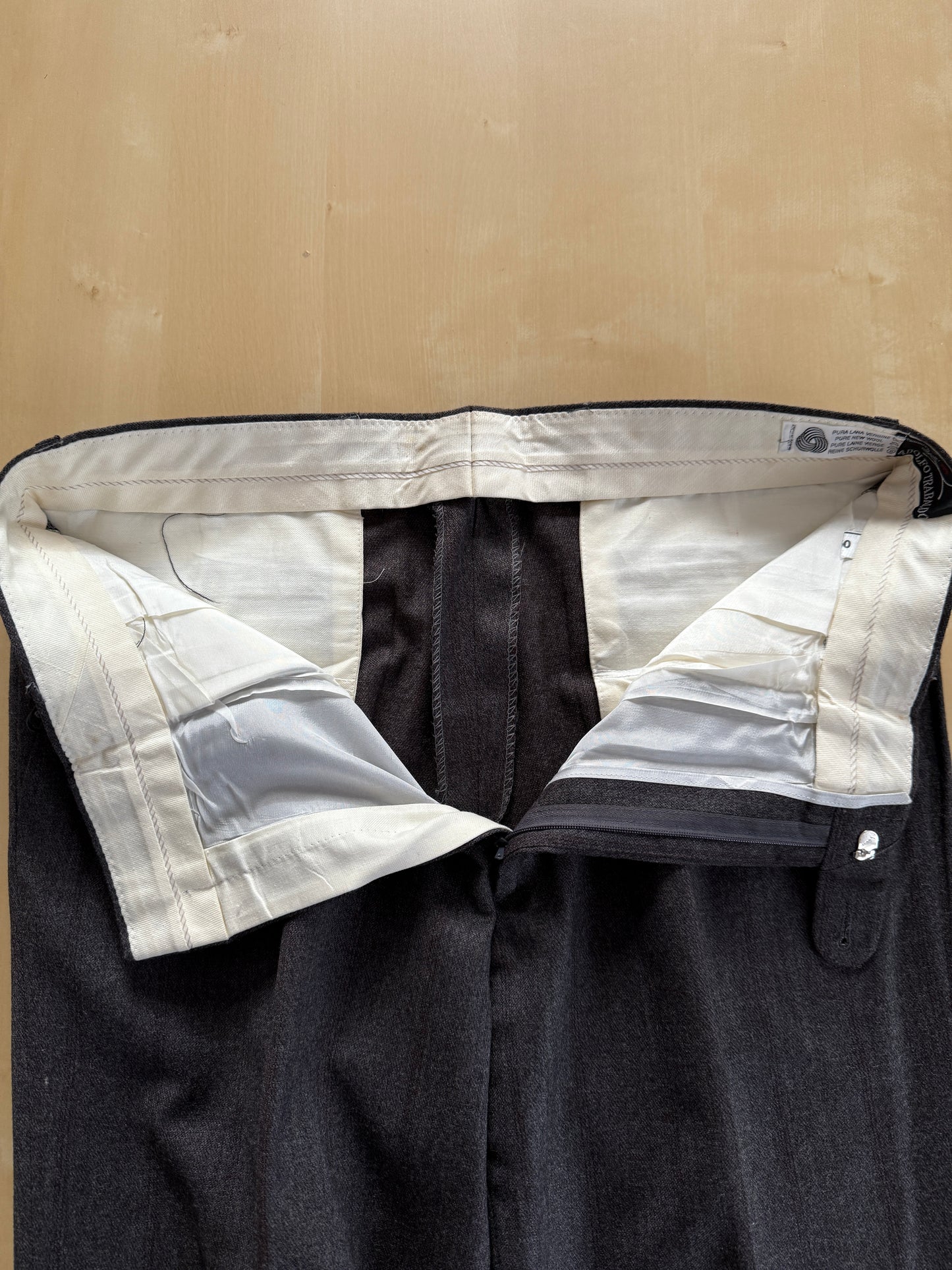 Pantaloni flanella antracite gessato anni ‘90 (NOS) - tg. 50