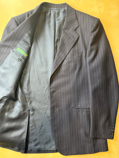 Completo anni ‘80 in flanella inglese blu gessato - tg. 48