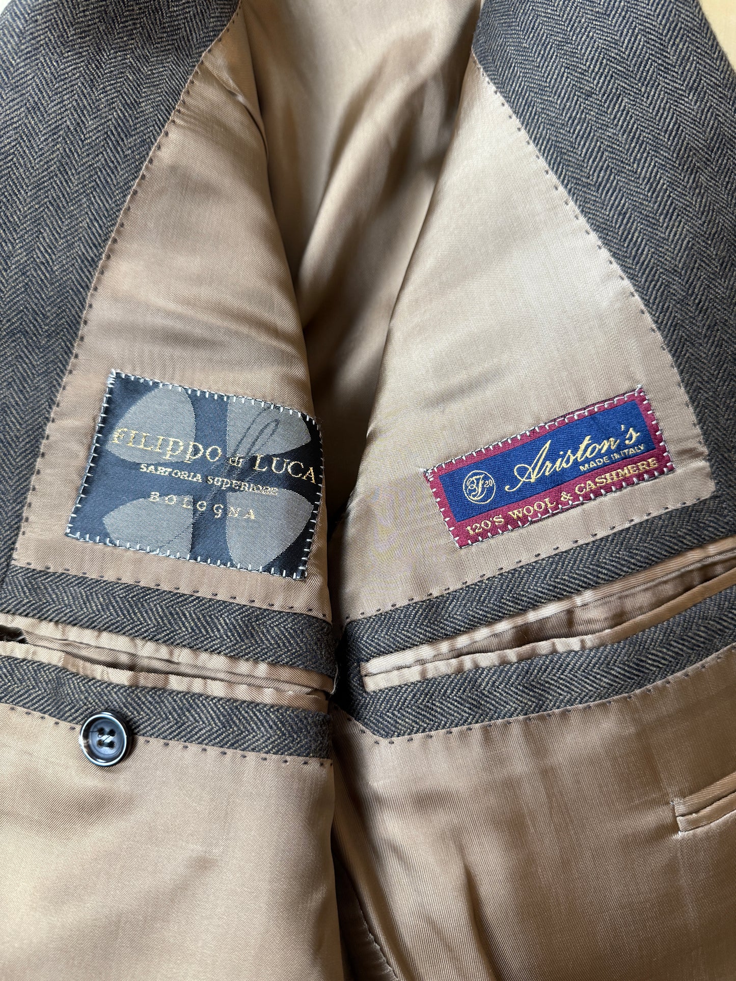 Giacca in lana e cashmere marrone spigato - tg. 44/46