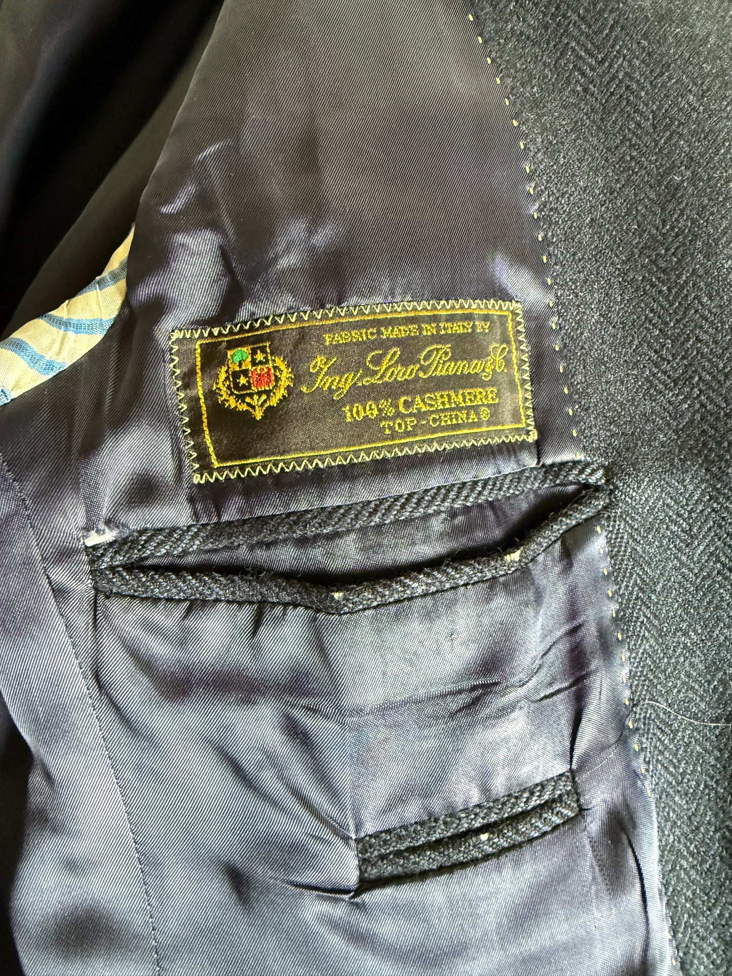 Giacca in puro cashmere spigato tessuto Loro Piana - tg. 50