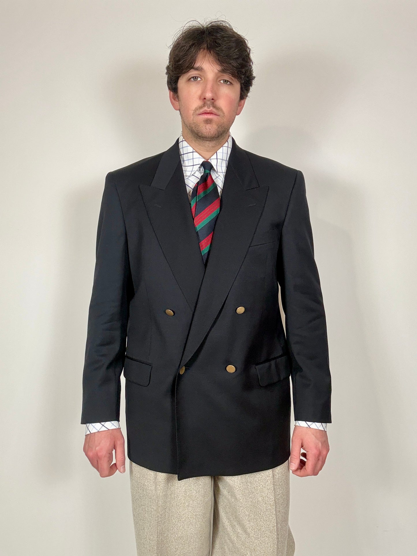 Blazer navy doppiopetto Facis anni ‘80 tessuto Loro Piana - tg. 50/52