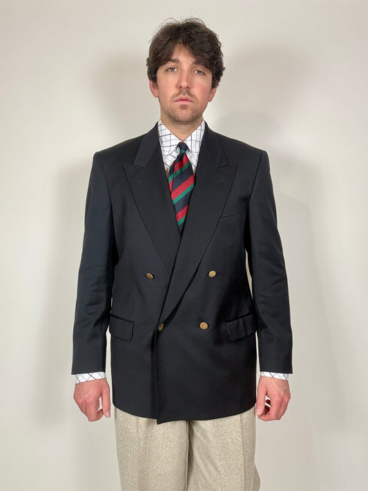 Blazer navy doppiopetto Facis anni ‘80 tessuto Loro Piana - tg. 50/52