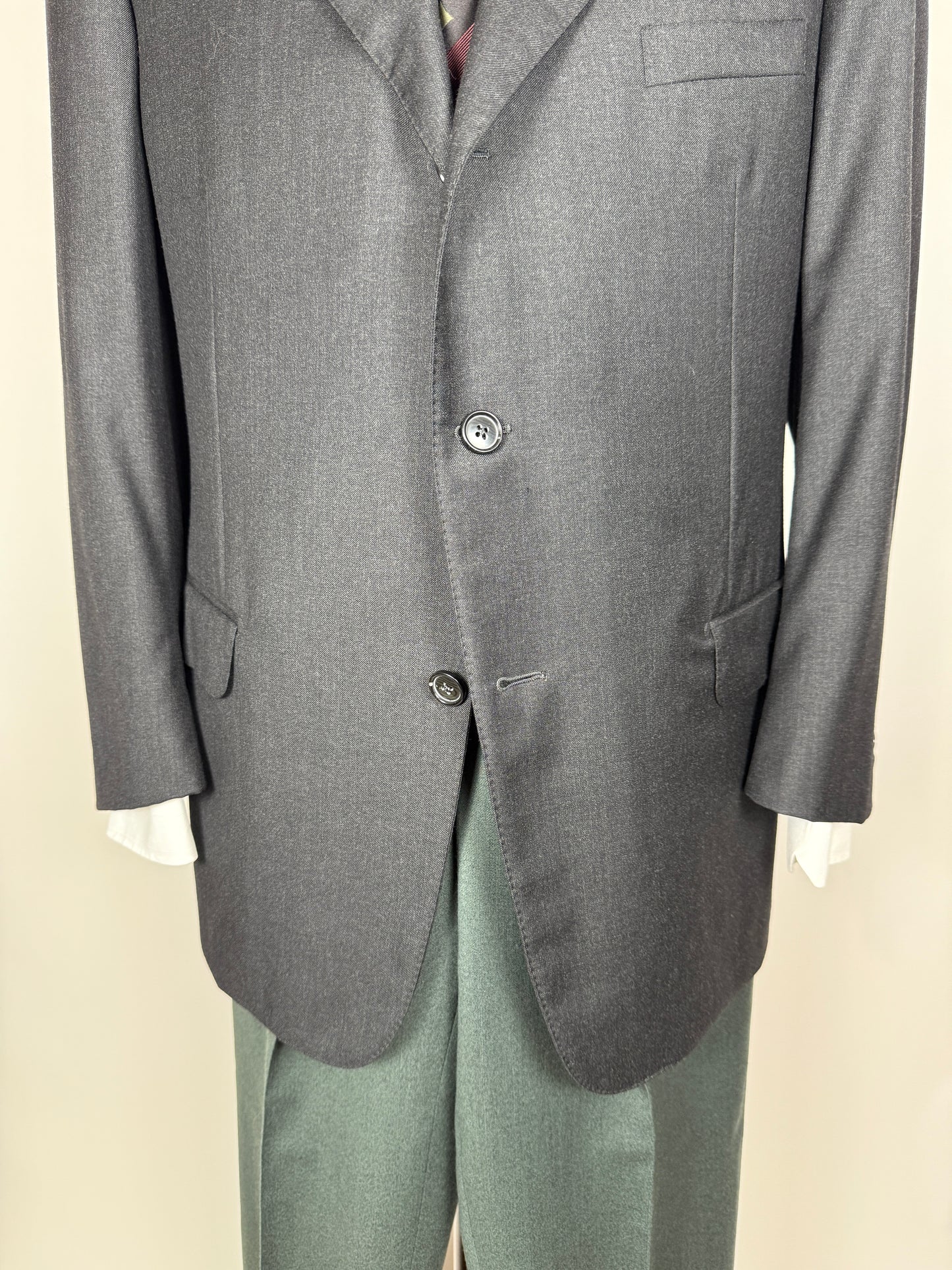 Giacca Ermenegildo Zegna anni ‘90 lana pettinata grigio antracite - tg. 52 drop basso