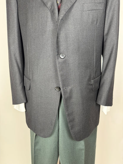 Giacca Ermenegildo Zegna anni ‘90 lana pettinata grigio antracite - tg. 52 drop basso