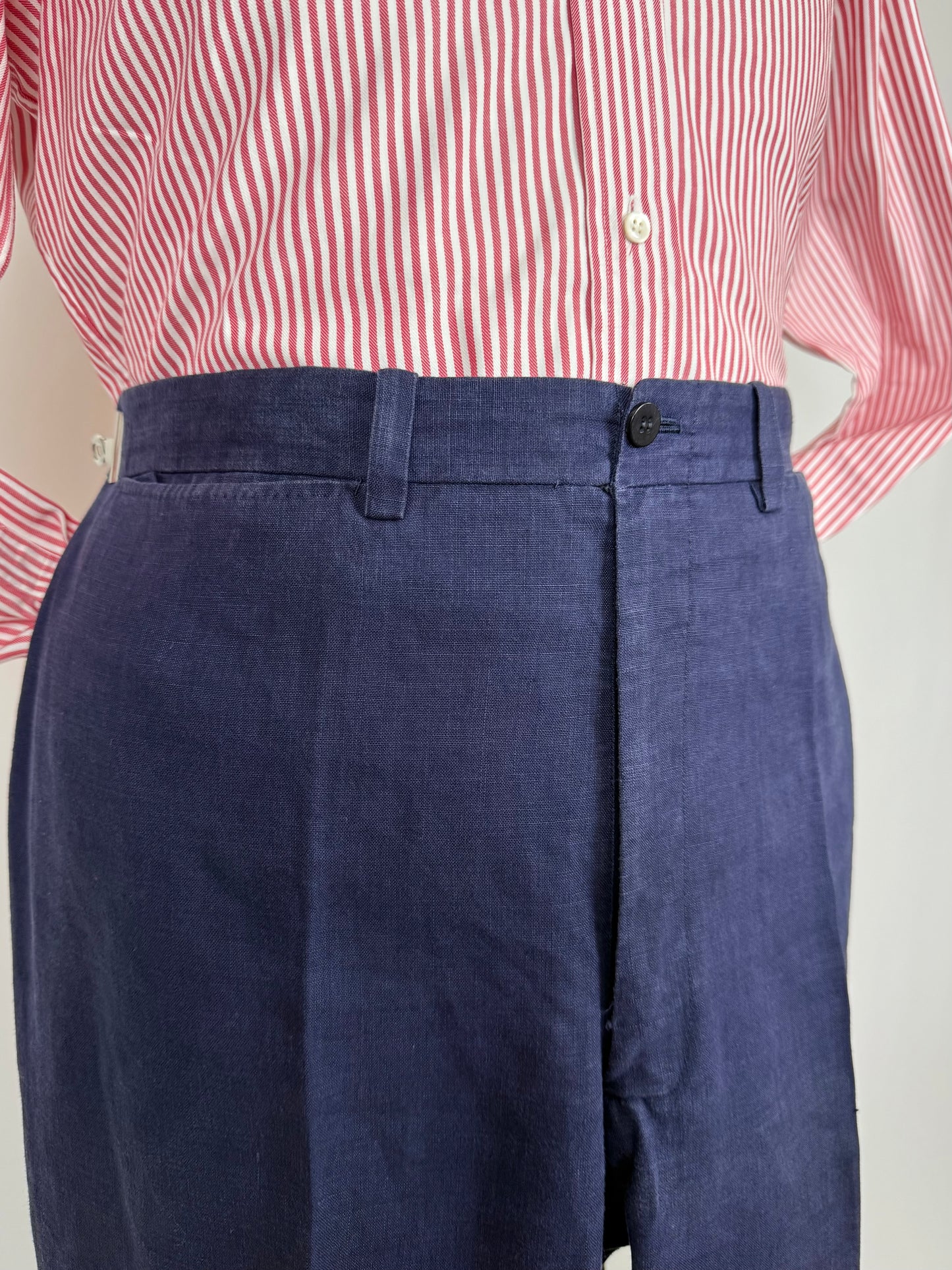 Completo sartoriale anni '70 in lino blu stile workwear - tg. 54