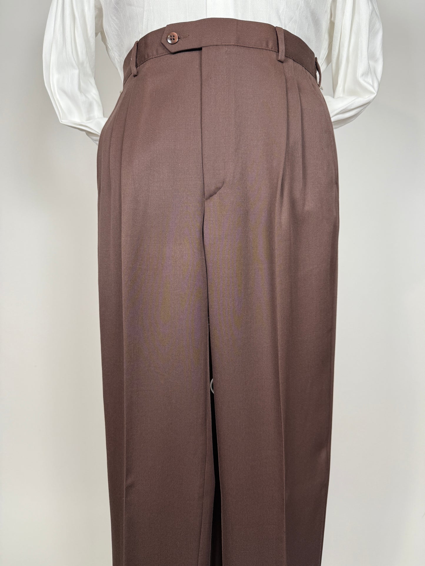 Pantaloni anni ‘80 twill pettinato marrone cacao (NOS) - tg. 48