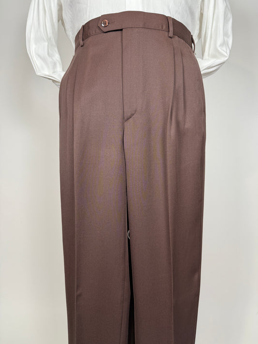 Pantaloni anni ‘80 twill pettinato marrone cacao (NOS) - tg. 48