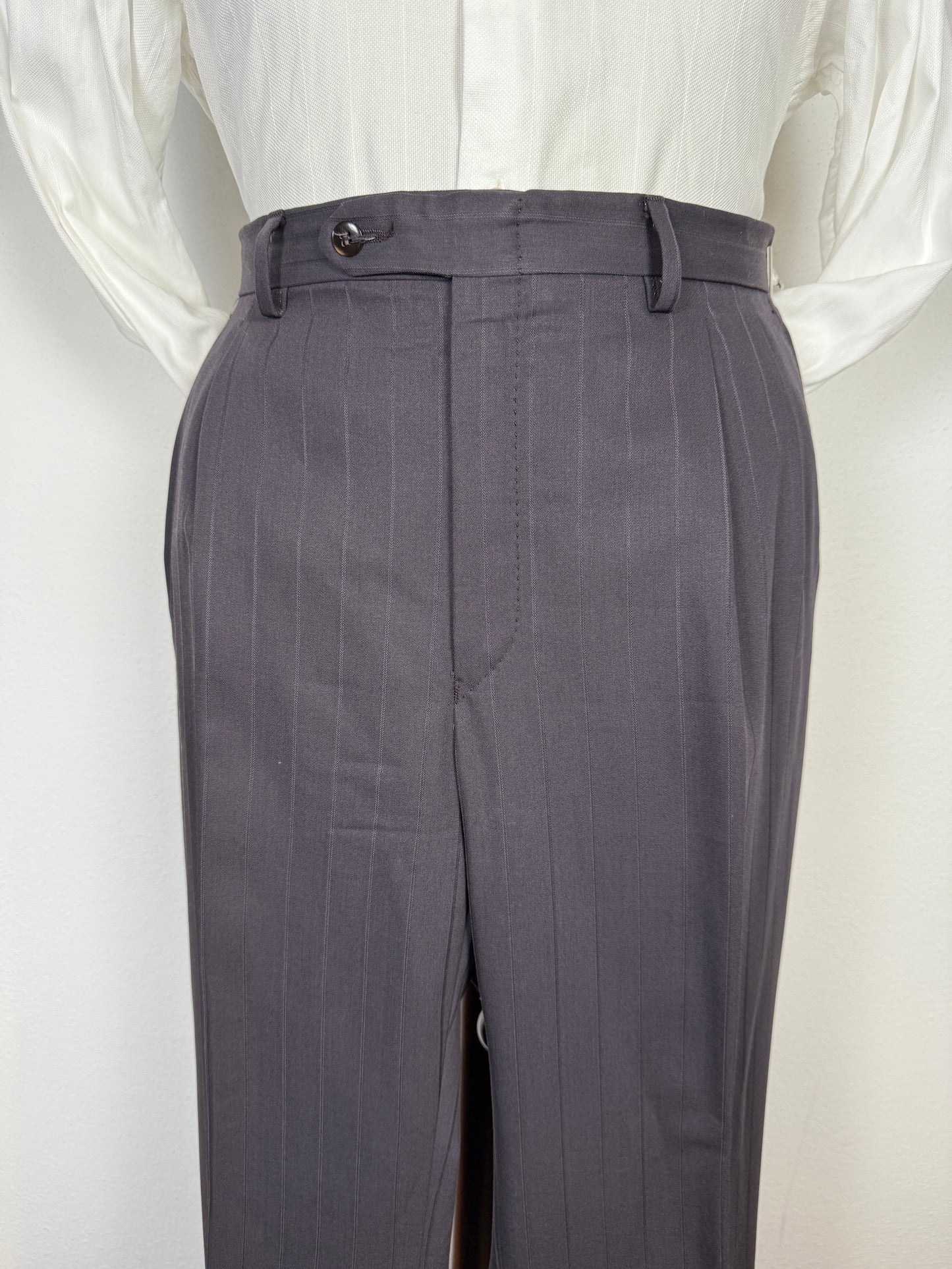 Completo doppiopetto gessato anni ‘80 marrone cacao - tg. 52