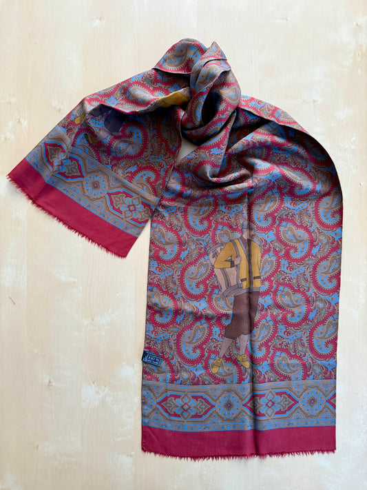 Sciarpa tubolare in seta paisley con giocatore di golf