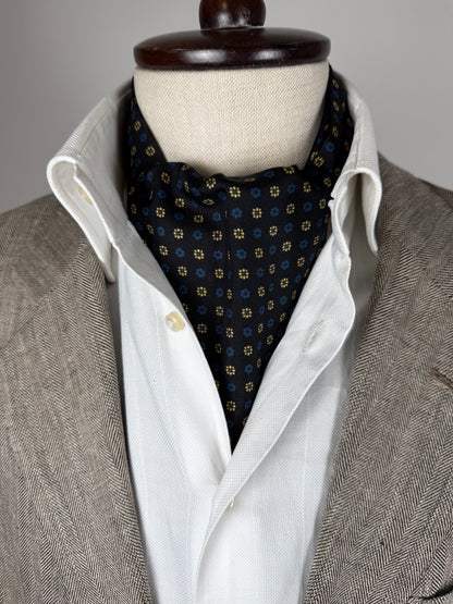 Ascot blu notte micro fantasia fiori