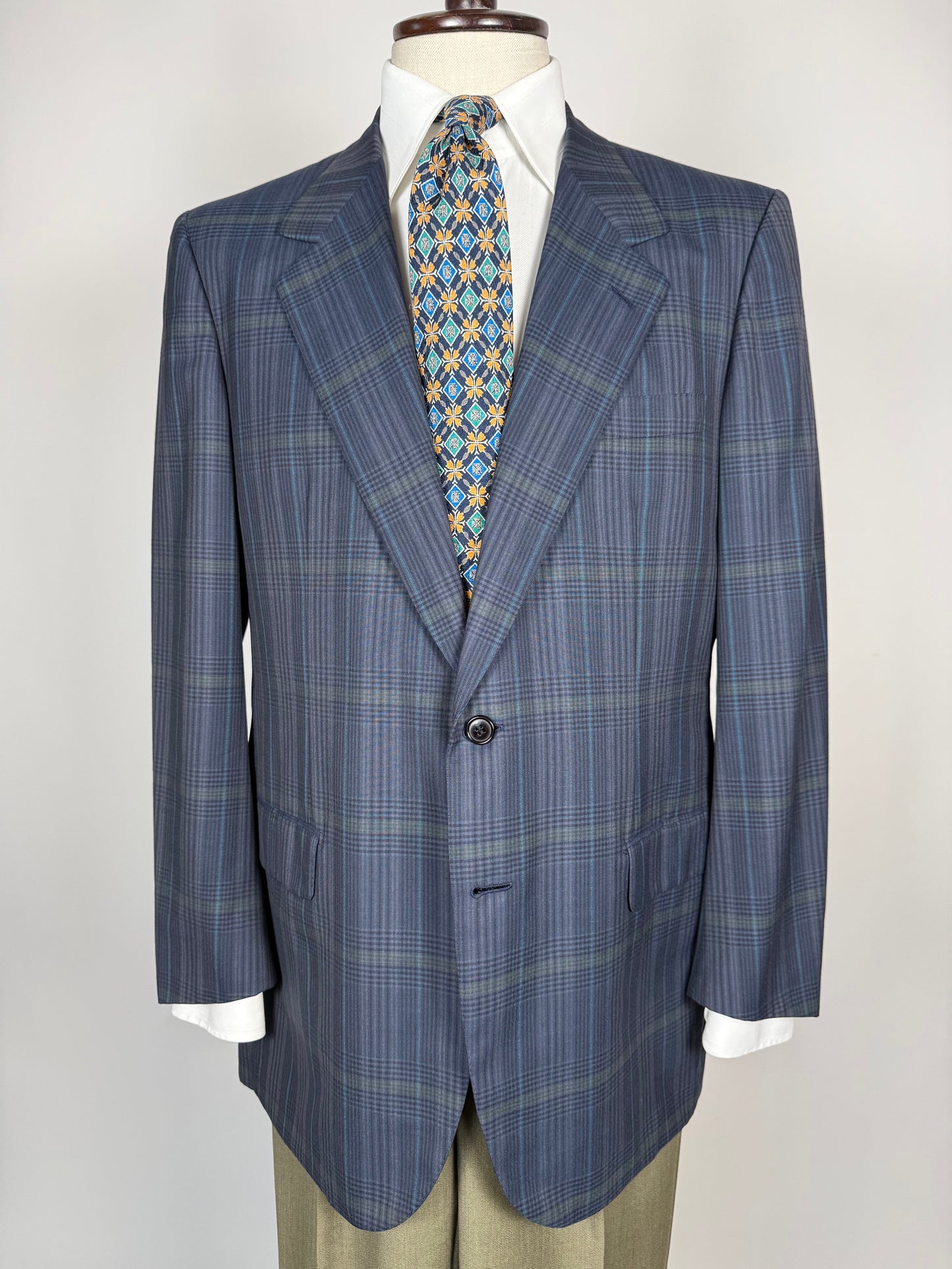 Giacca Brioni fresco lana tartan blu e verde - tg. 52