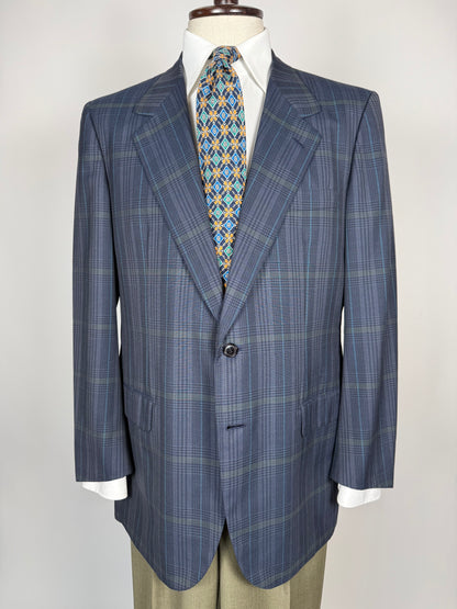 Giacca Brioni fresco lana tartan blu e verde - tg. 52