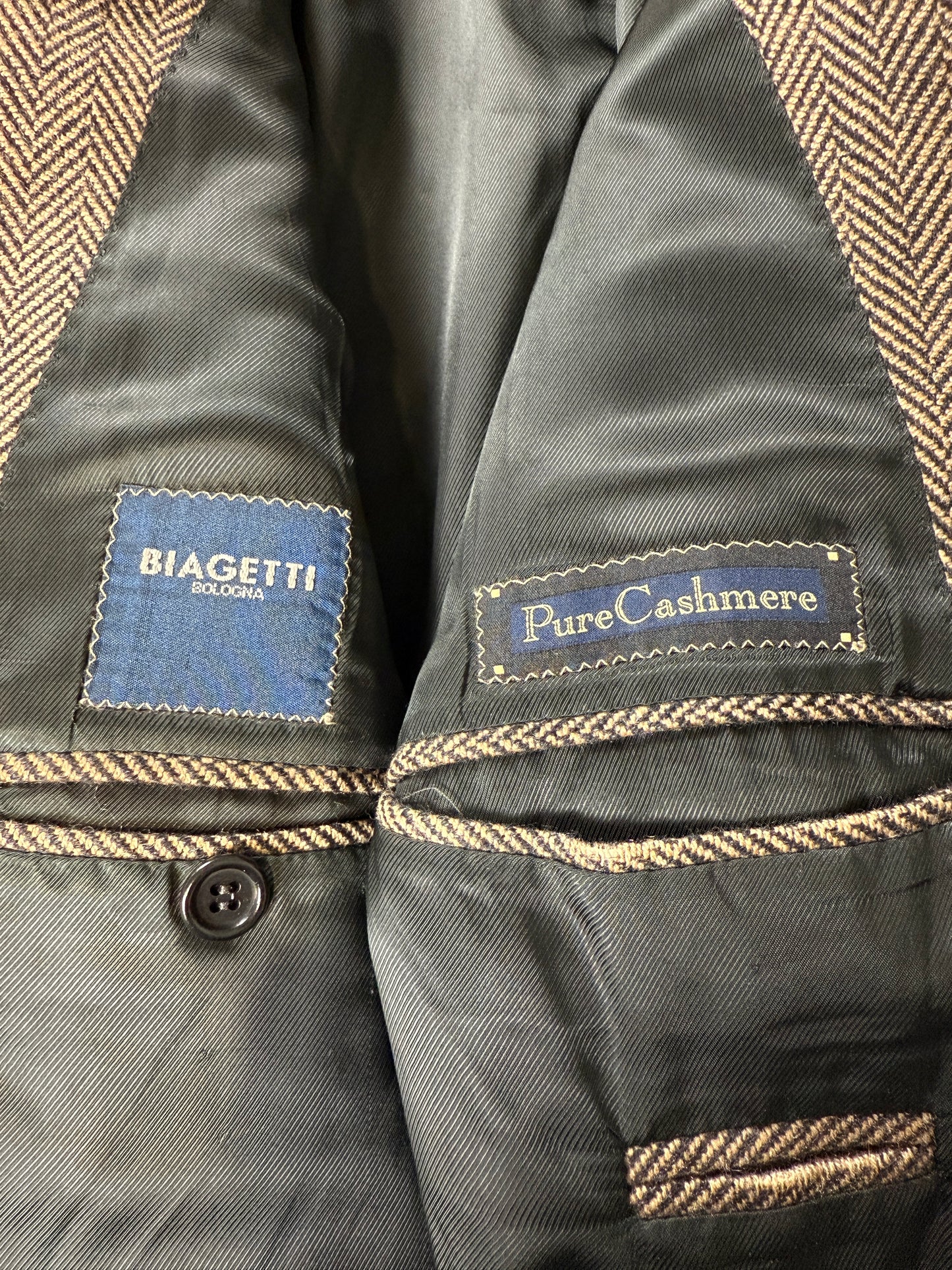 Giacca in puro cashmere marrone spigato - tg. 50