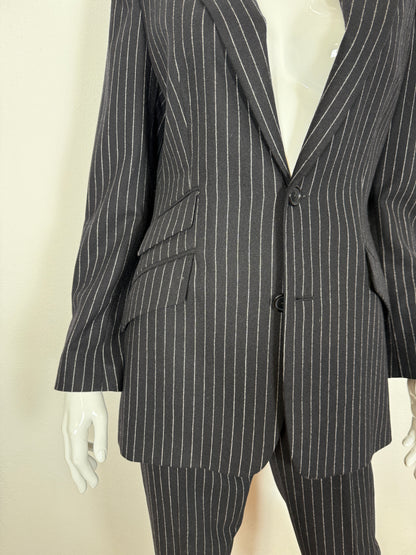 Tailleur Ralph Lauren gessato taglio maschile in lana e cashmere - tg. 40