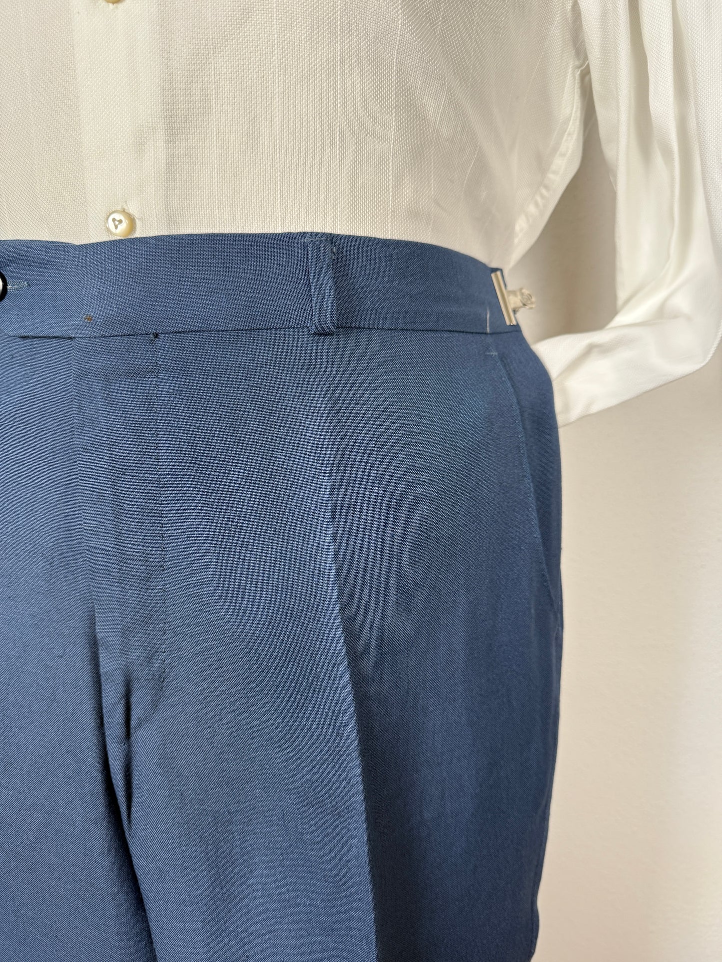 Pantalone anni ‘70 in lino e viscosa blu cobalto - tg. 50