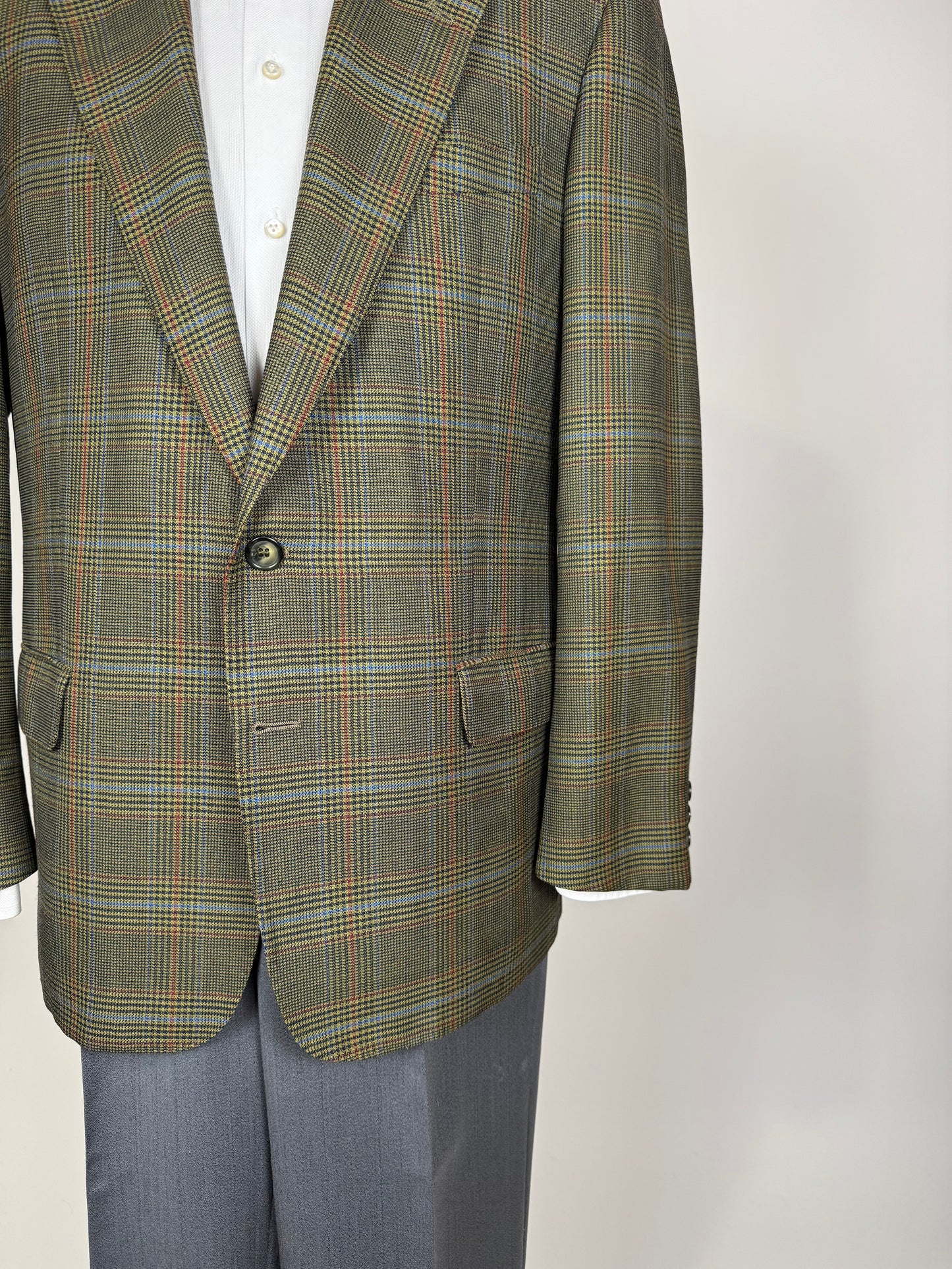 Giacca Valentino anni ‘80 hopsack principe di Galles verde - tg. 50/52