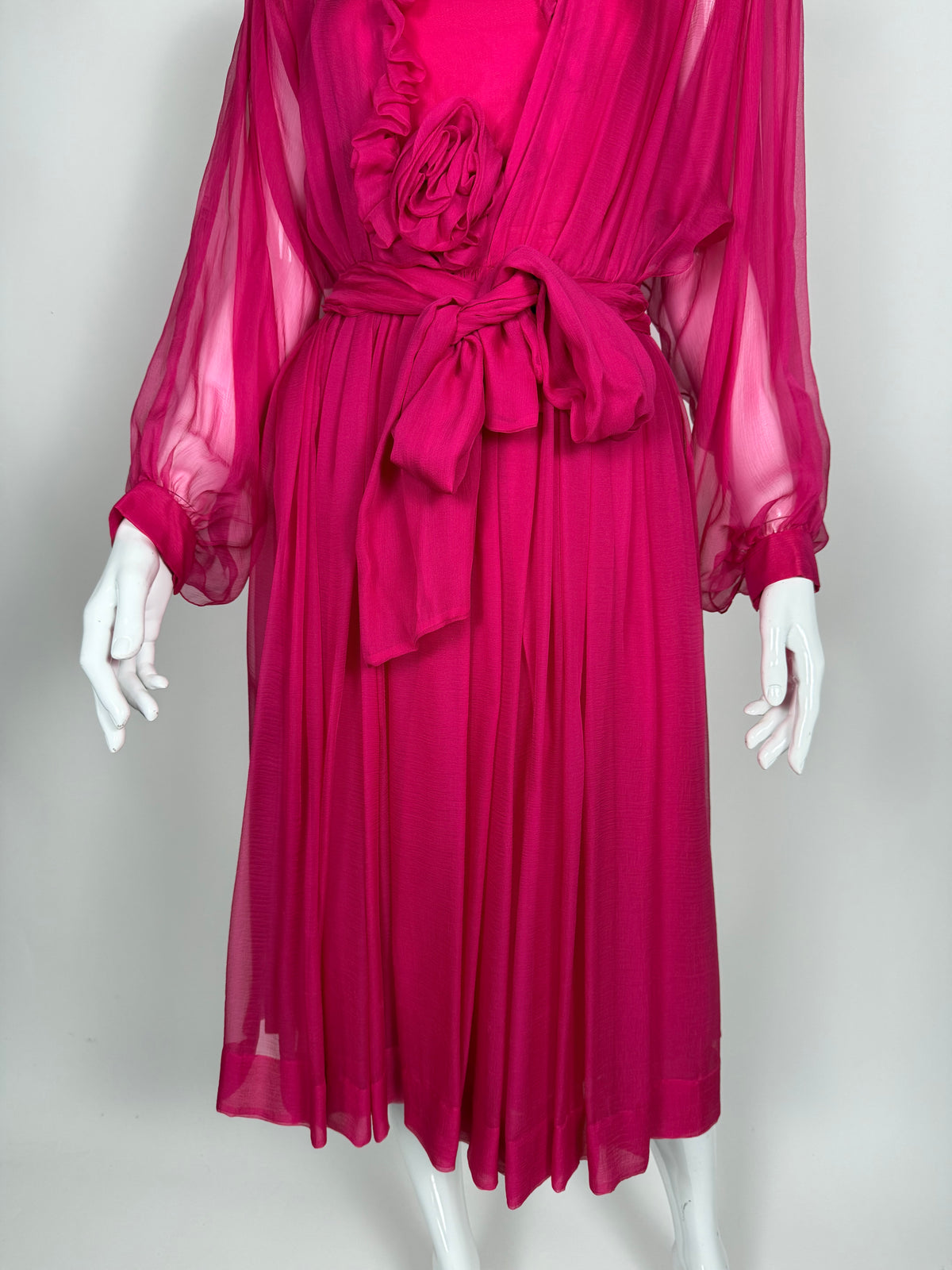 Abito sartoriale anni '80 in chiffon di seta - tg. 38 XS/S