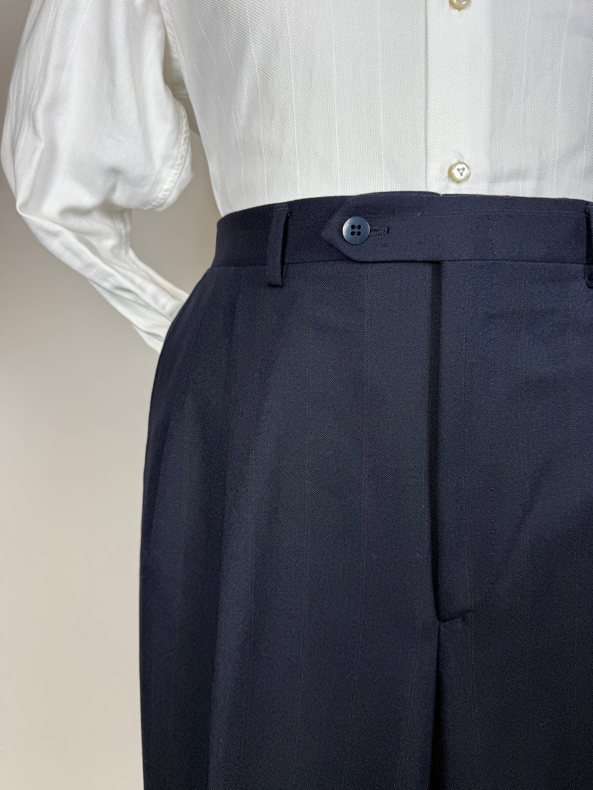 Completo doppiopetto Yves Saint Laurent anni '80 flanella blu - tg. 54/56