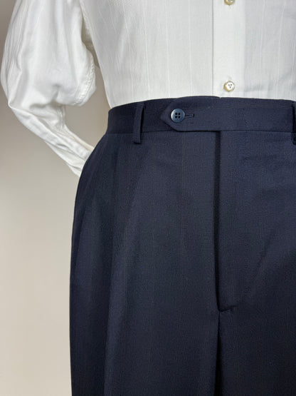 Completo doppiopetto Yves Saint Laurent anni '80 flanella blu - tg. 54/56